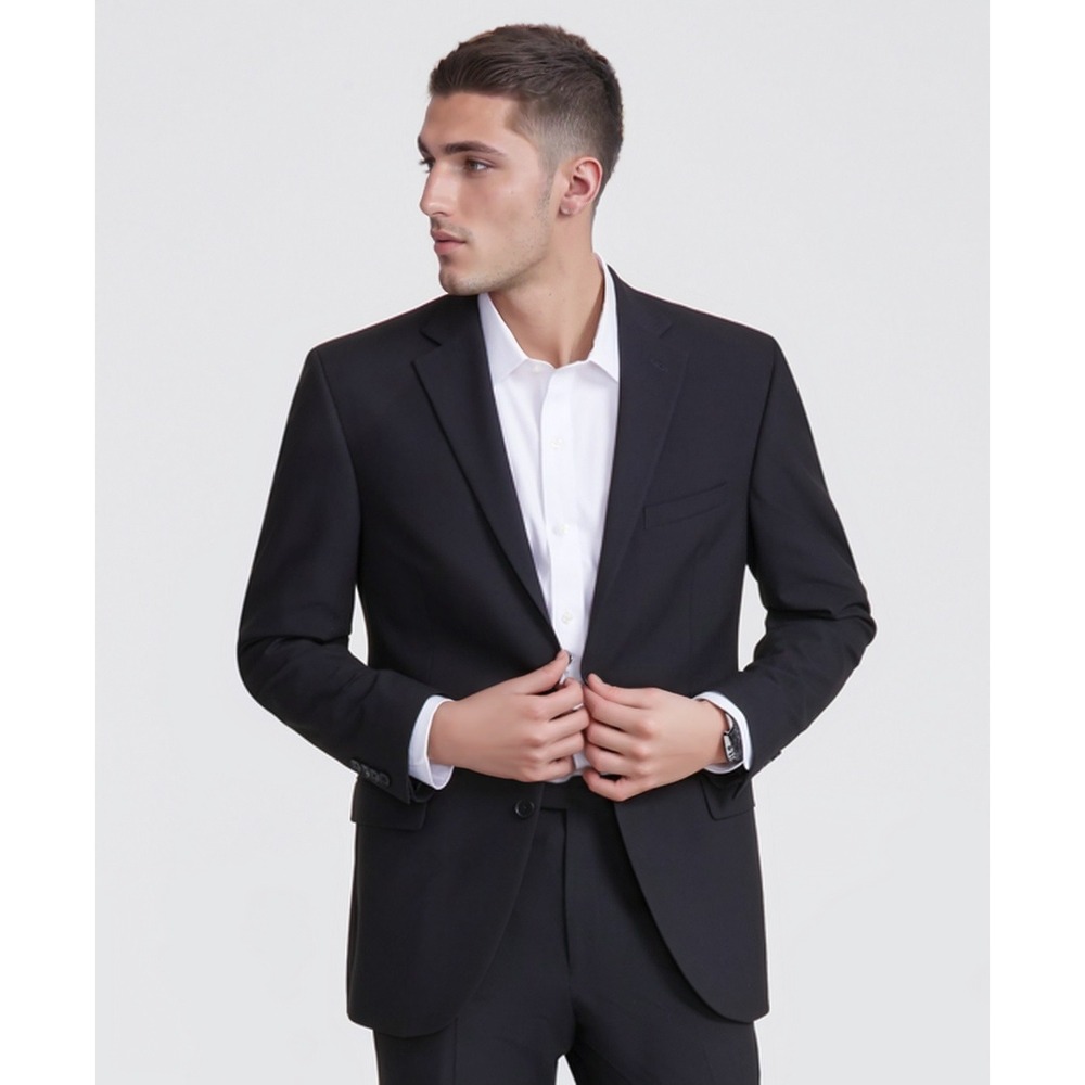 DKNY 2 Piece Suit Mens 42L Pants 35X32 Black Duran Modern Fit Business Casual